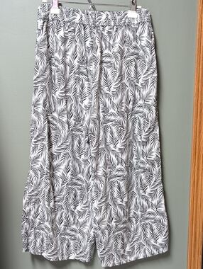 Tahari Women's Large 100% linen black white pants
